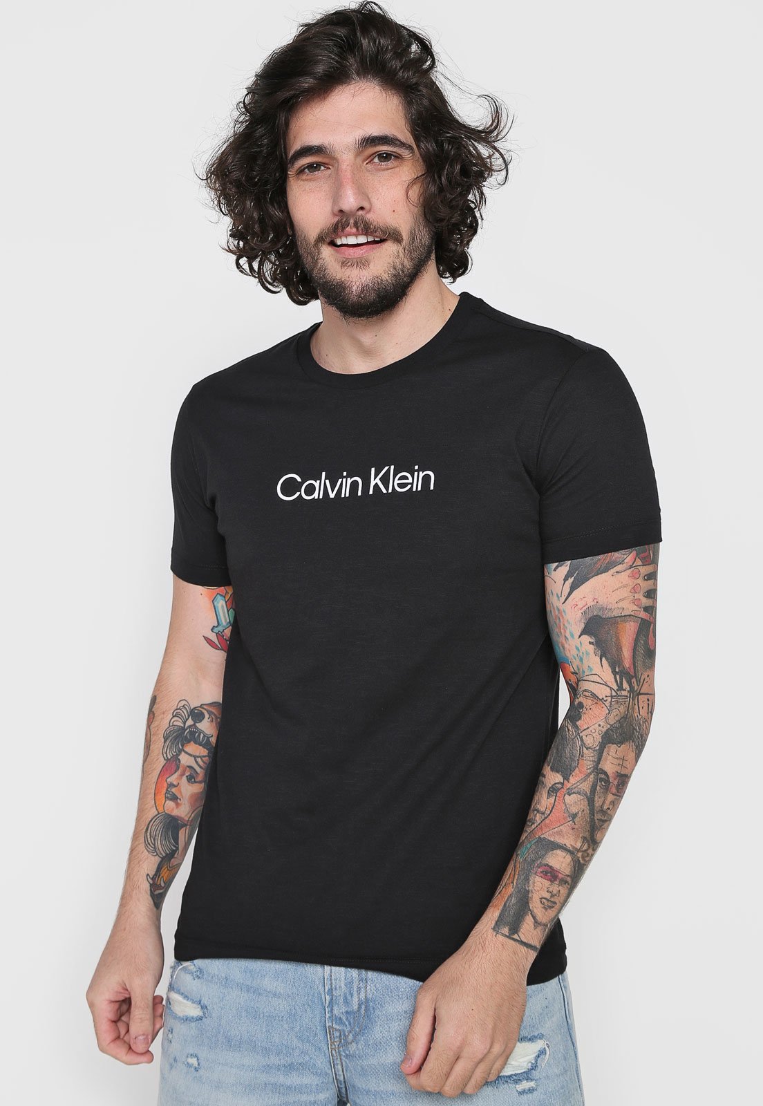 Camiseta Calvin Klein Logo Preta - Compre Agora | Dafiti Brasil