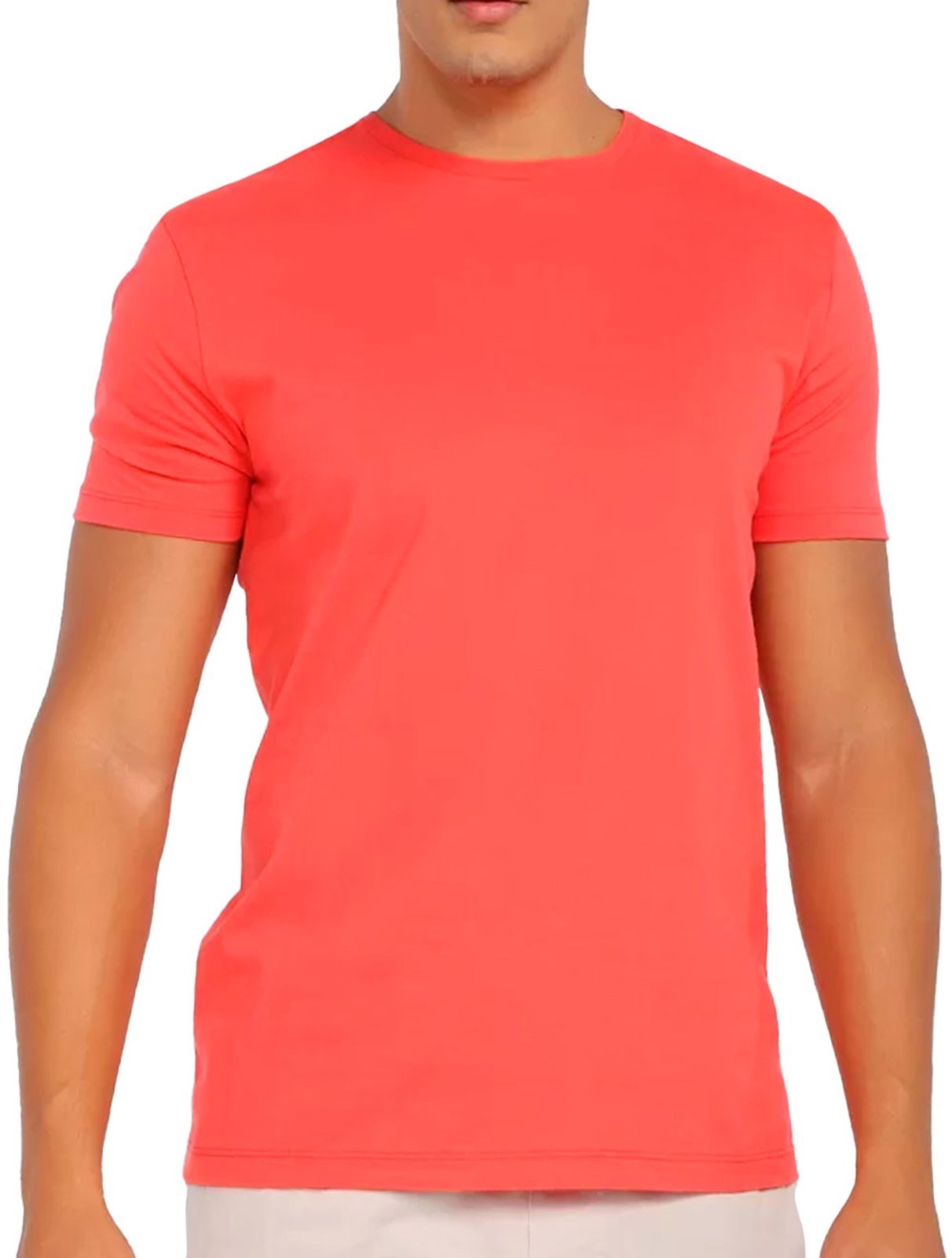 Camiseta Calvin Klein Swimwear Masculina C-Neck Shoulder Vermelha Coral -  Compre Agora