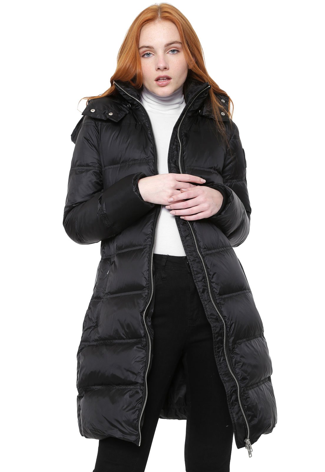 casaco puffer feminino preto