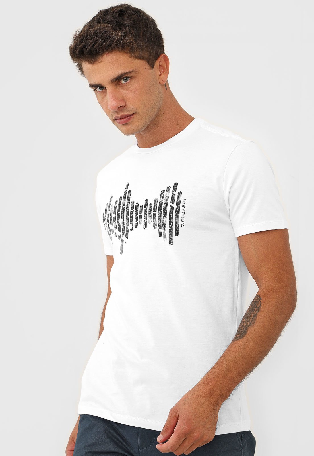 Camiseta Calvin Klein Jeans Estampada Branca - Compre Agora