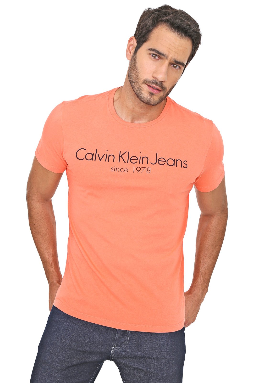 camisa calvin klein laranja