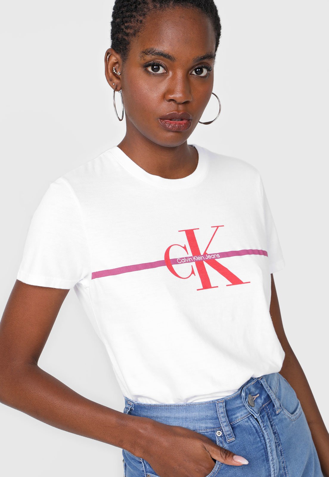 Camiseta Calvin Klein Jeans Logo Branca - Compre Agora