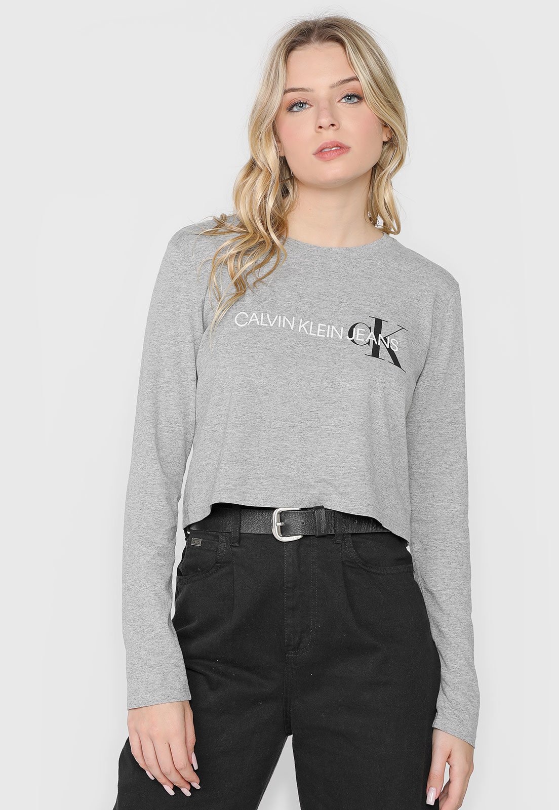 Camiseta Calvin Klein Jeans Logo Cinza - Compre Agora