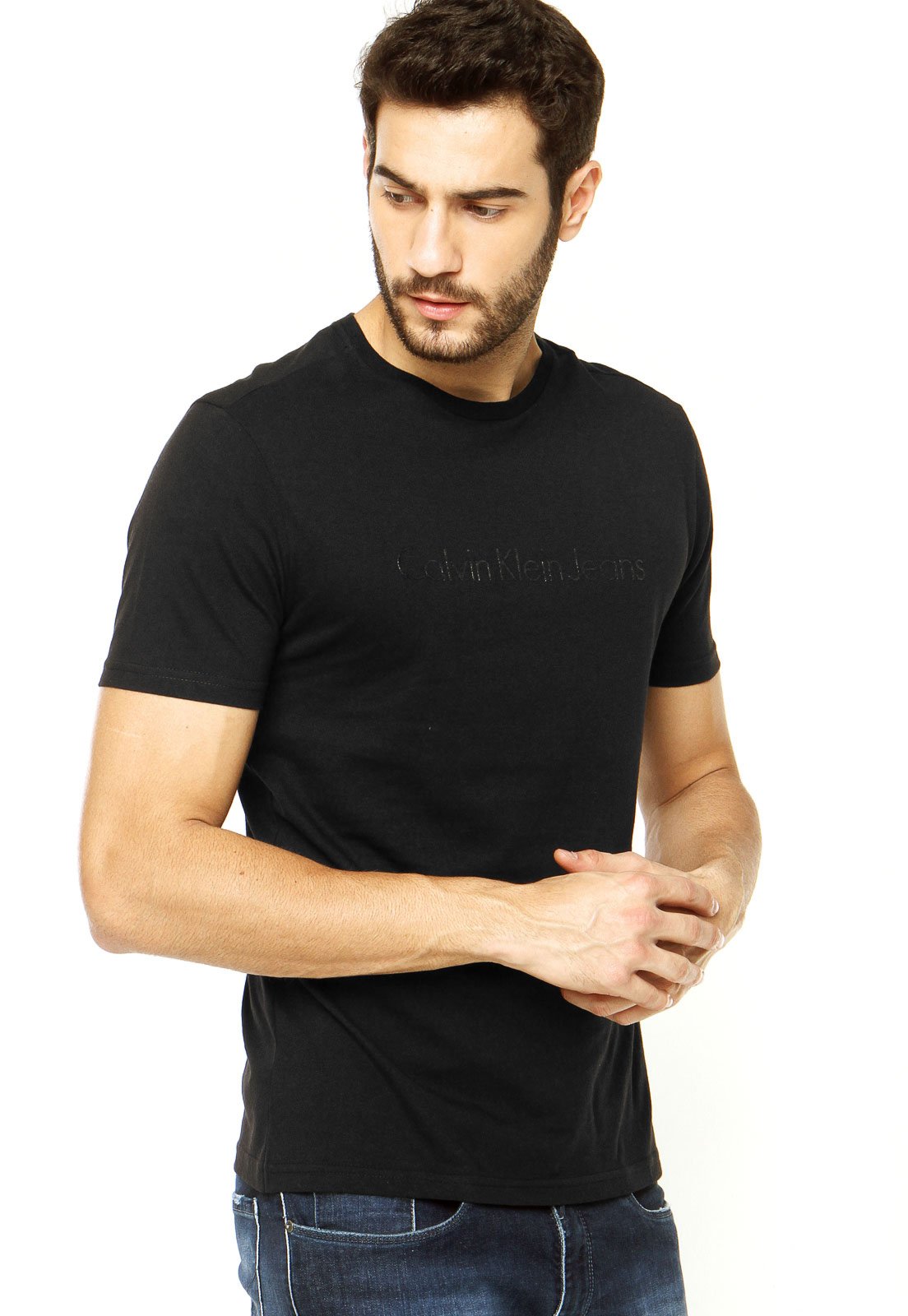 Camiseta Calvin Klein Jeans Logo Preta - Compre Agora