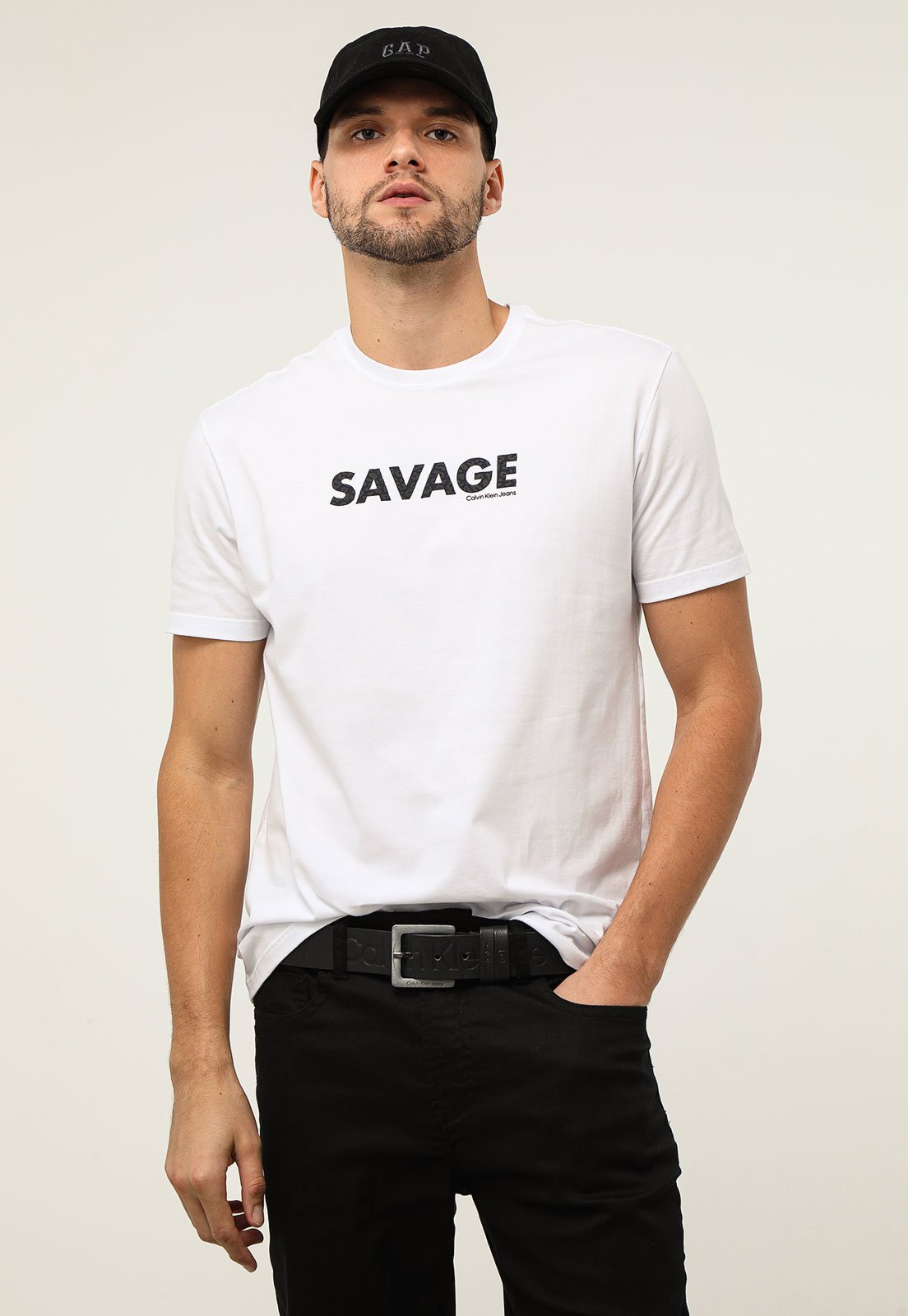 Camiseta Masculina Savage - Calvin Klein Jeans - Branco - Shop2gether