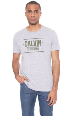 CAMISETA CALVIN KLEIN LETTERING CINZA CAMISETA CALVIN KLEIN LETTERING CINZA