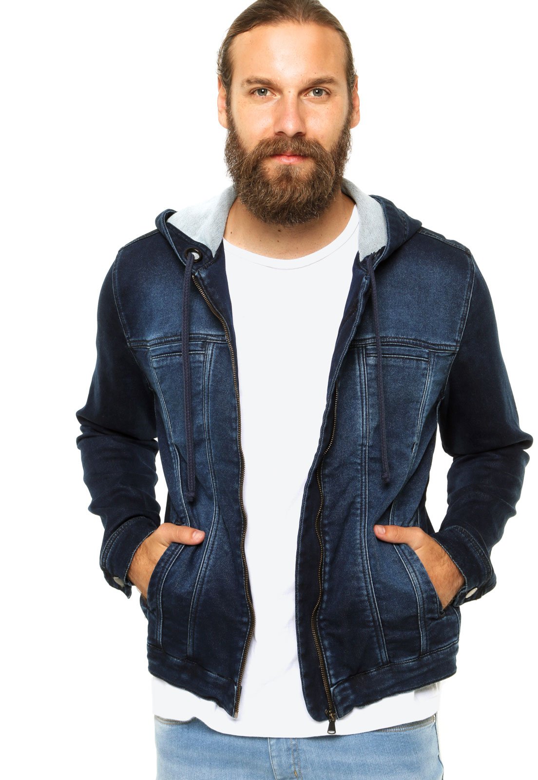 jaqueta jeans estonada masculina