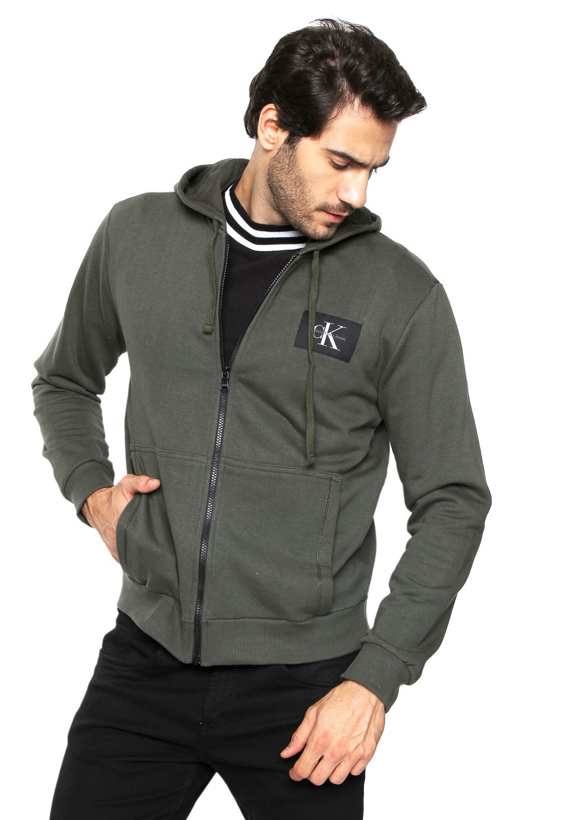 calvin klein performance zip up moletom com capuz