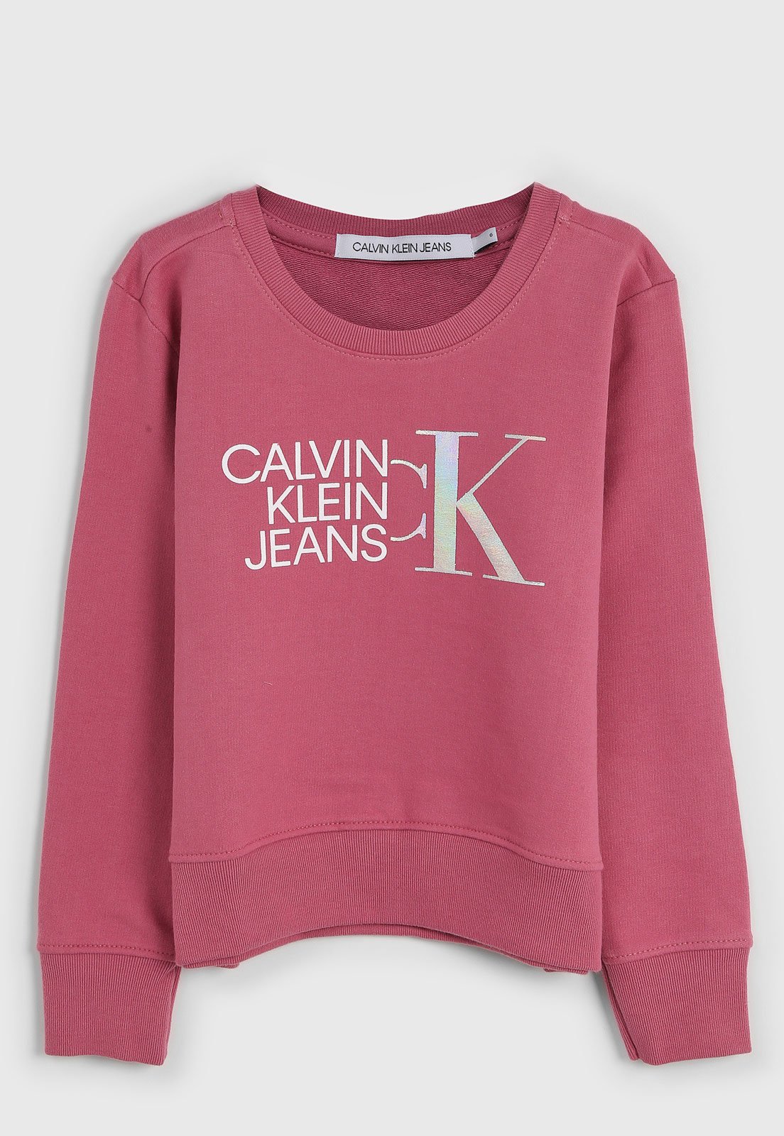 Blusa de Moletom Calvin Klein Kids Infantil Logo Rosa - Compre Agora