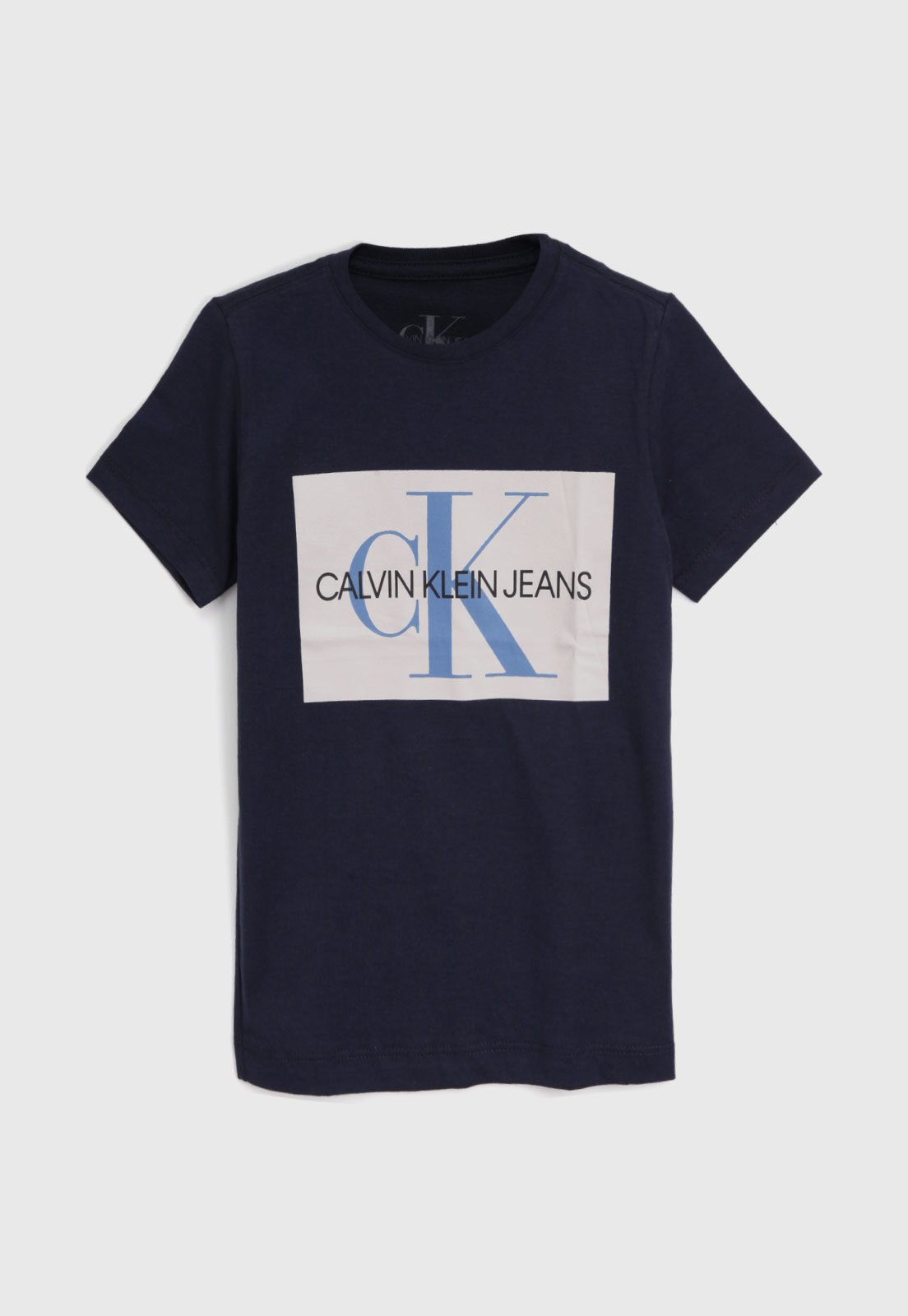 Camiseta Calvin Klein Kids Infantil Logo Azul-Marinho - Compre Agora