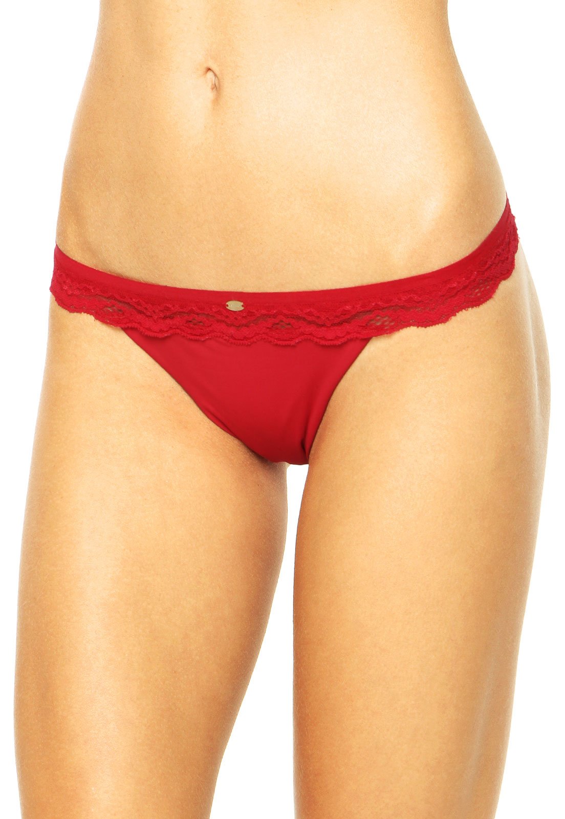 Calcinha Calvin Klein Underwear Tanga Renda Naked Vermelha - Compre Agora