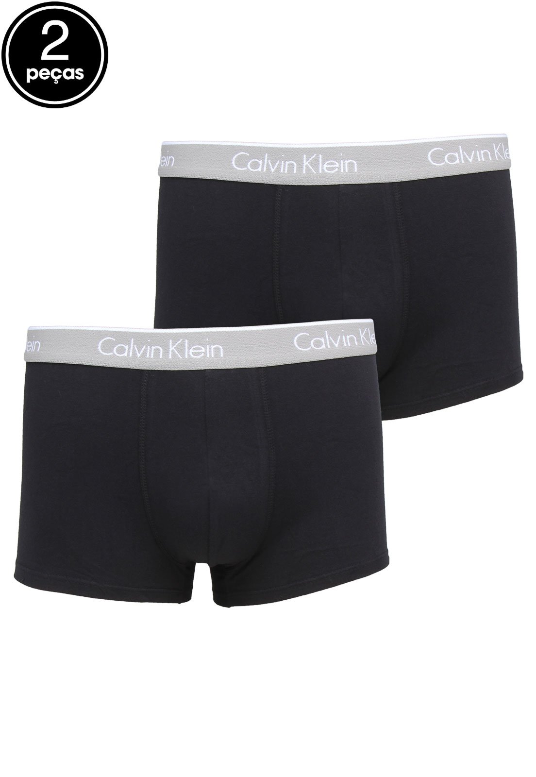 Kit 2pçs Cueca Calvin Klein Underwear Boxer Lettering Preto - Faz a Boa!