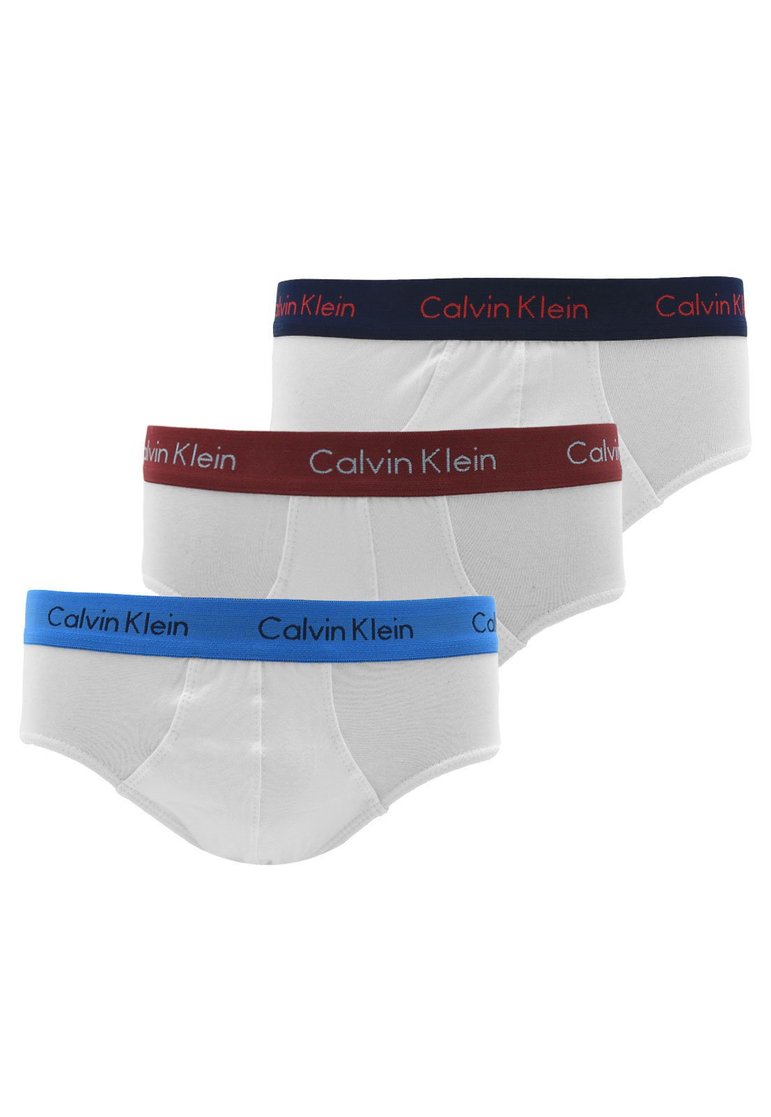 Kit 3pçs Cueca Calvin Klein Underwear Slip Lettering Branco