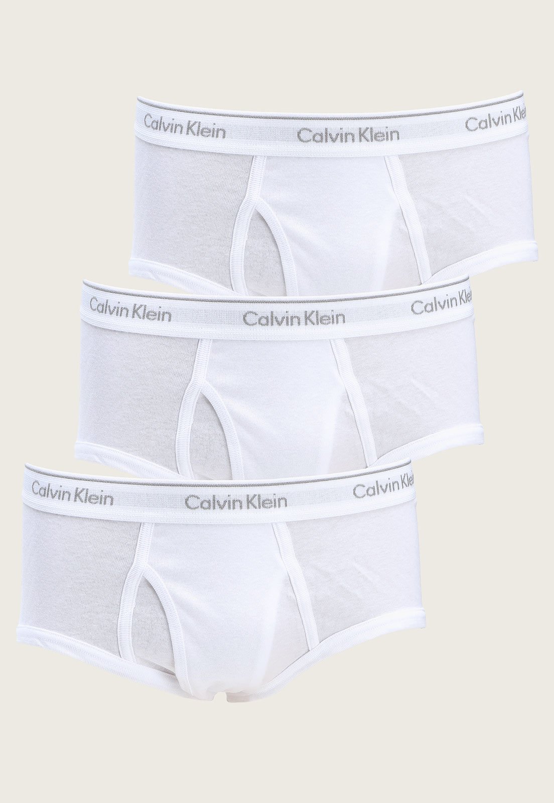 Kit 3pçs Cueca Calvin Klein Underwear Slip Logo Branca - Compre