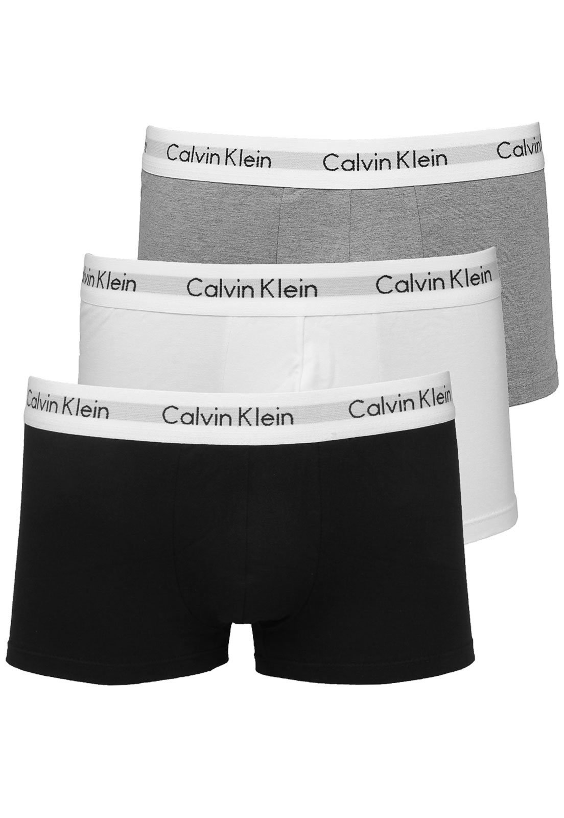 Kit 3pçs Cuecas Calvin Klein Underwear Slip Cinza/Preto/Branco - Compre  Agora