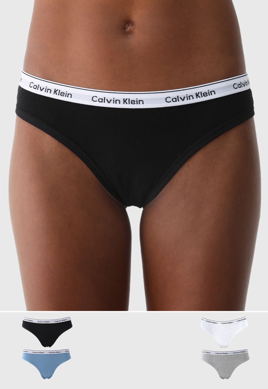 Kit 4pçs Calcinha Calvin Klein Underwear Tanga Logo Preta