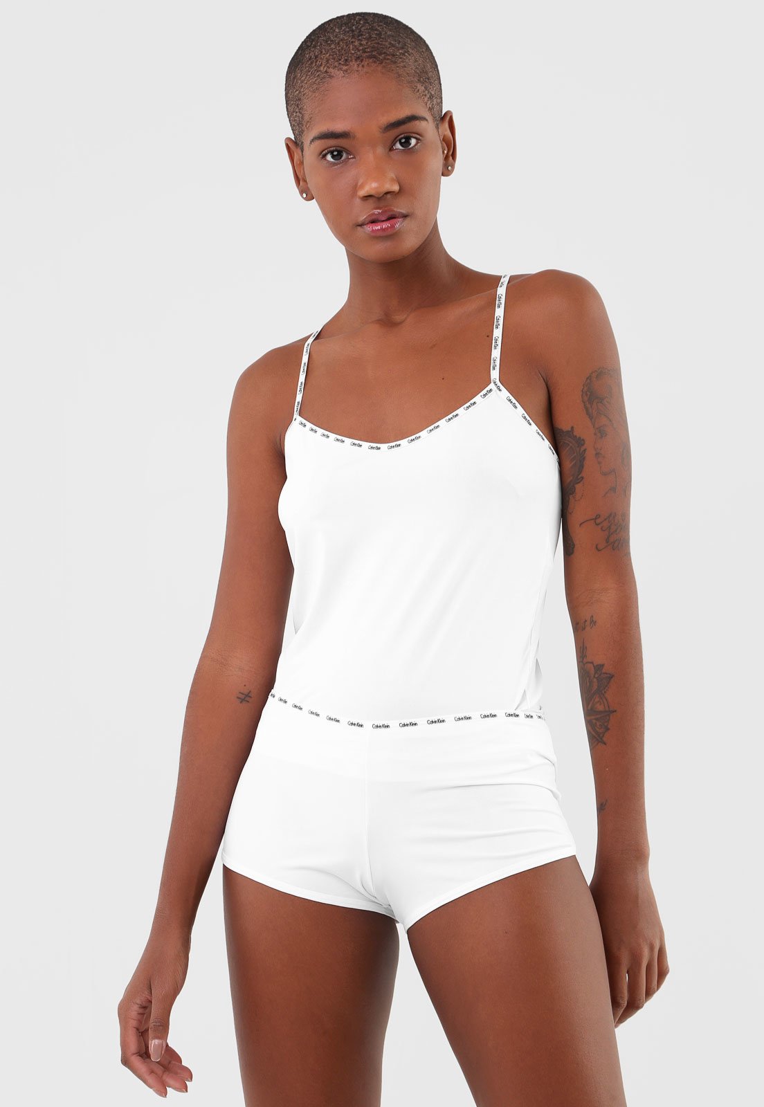 Short-Doll Calvin Logo Brasil Branco Compre Klein - | Agora Dafiti Underwear