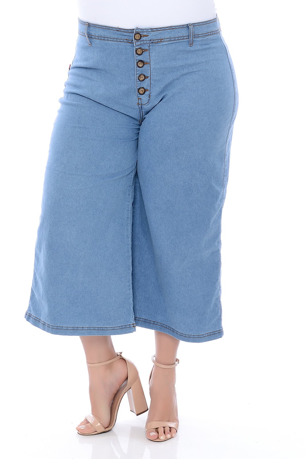 calça pantacourt plus size jeans