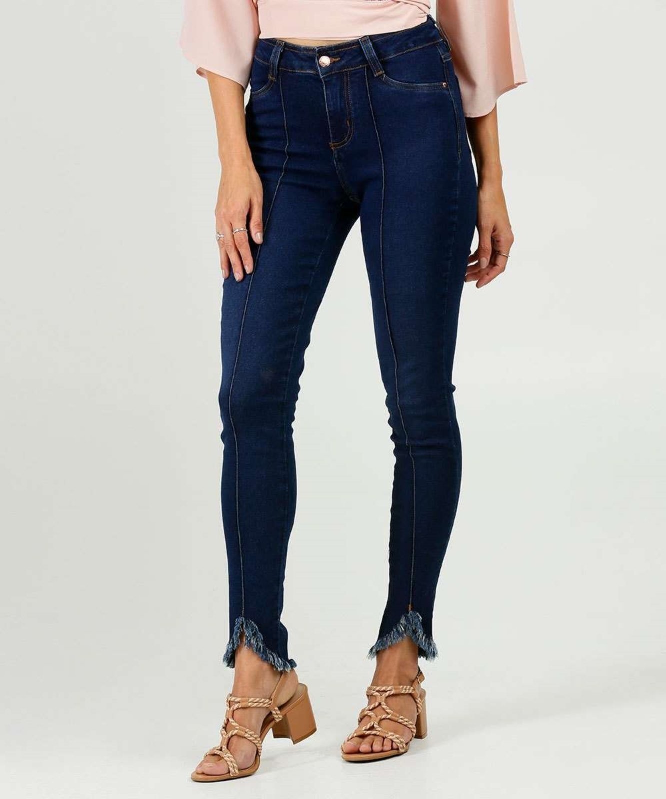 Calca jeans feminina sales desfiada