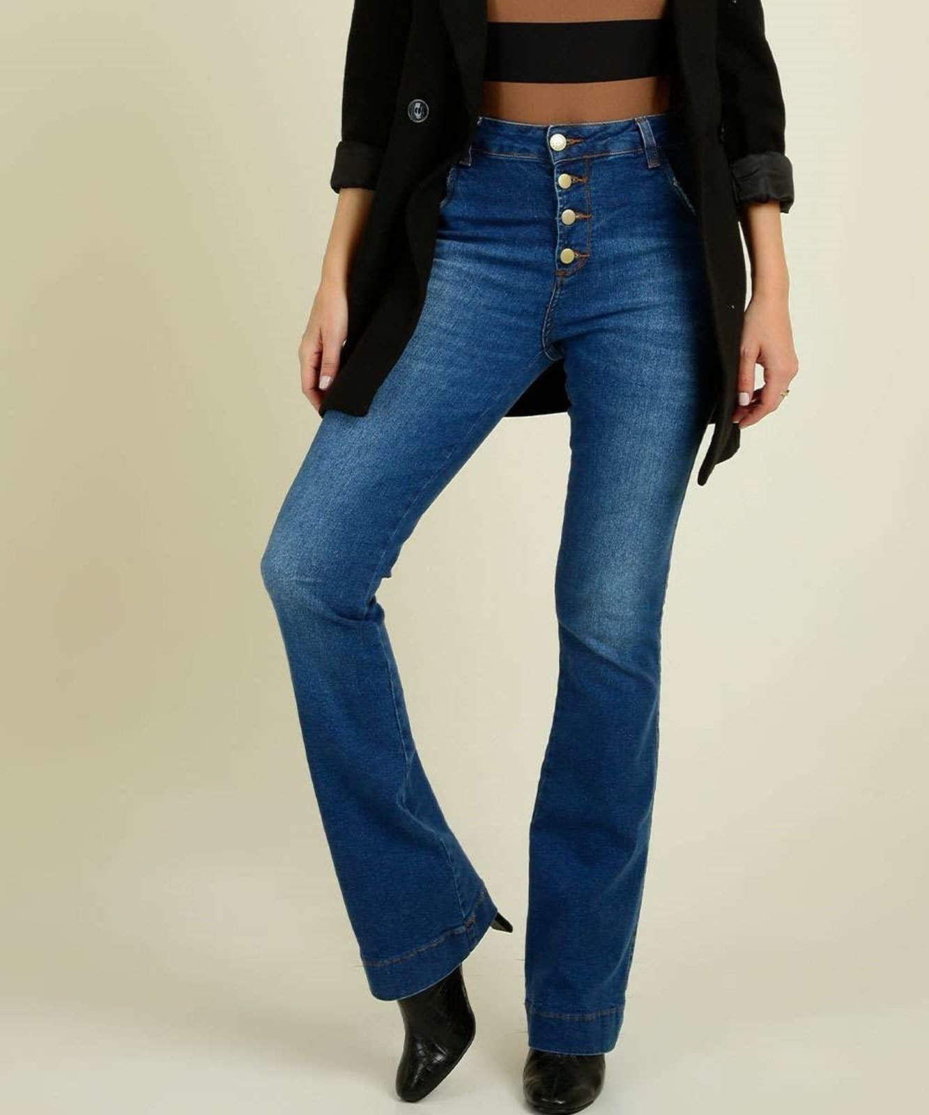 Calça jeans feminina 2024 cintura alta flare