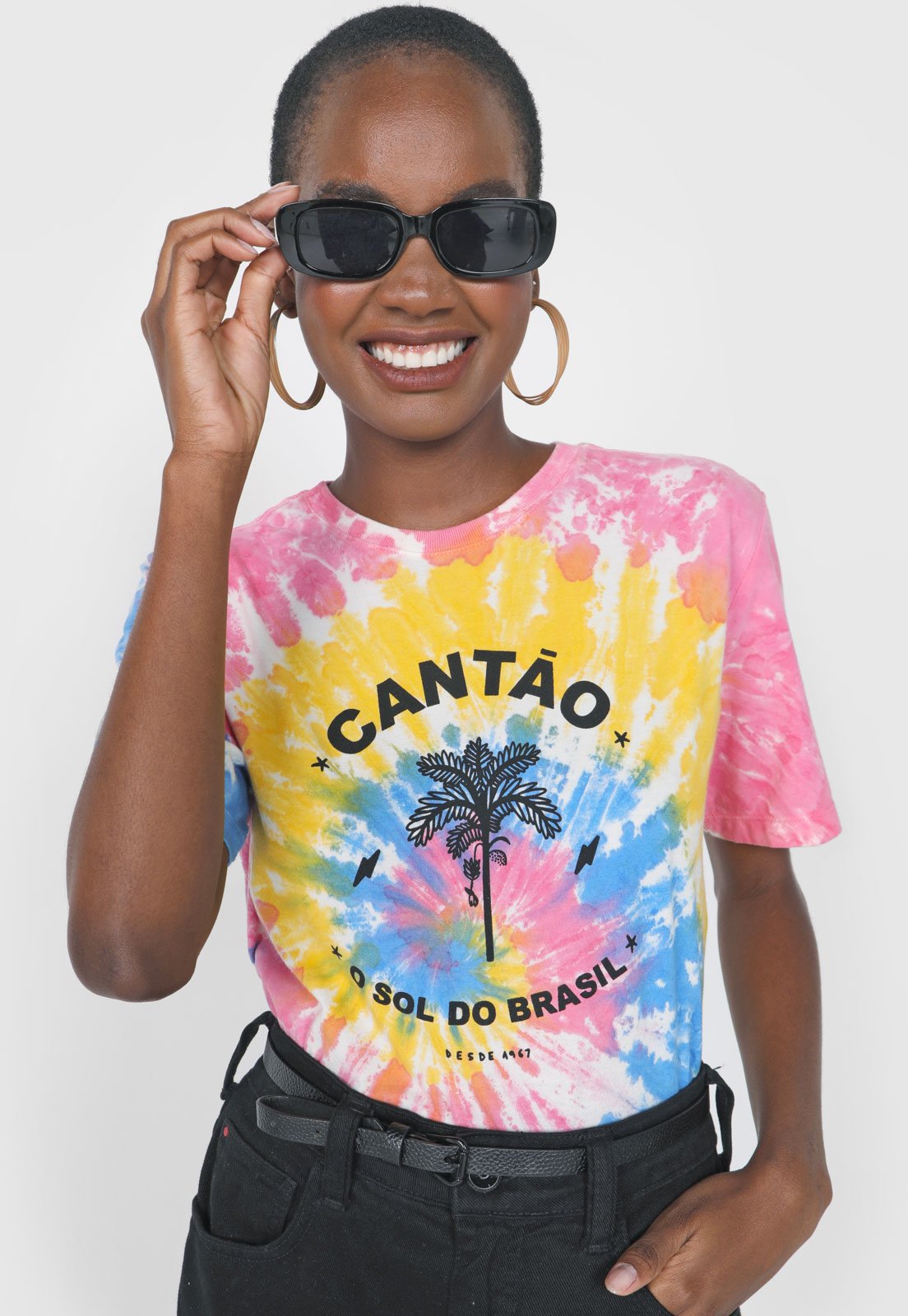 Camiseta Cantão Coqueiro Tie Dye Rosa/Amarela - Compre Agora