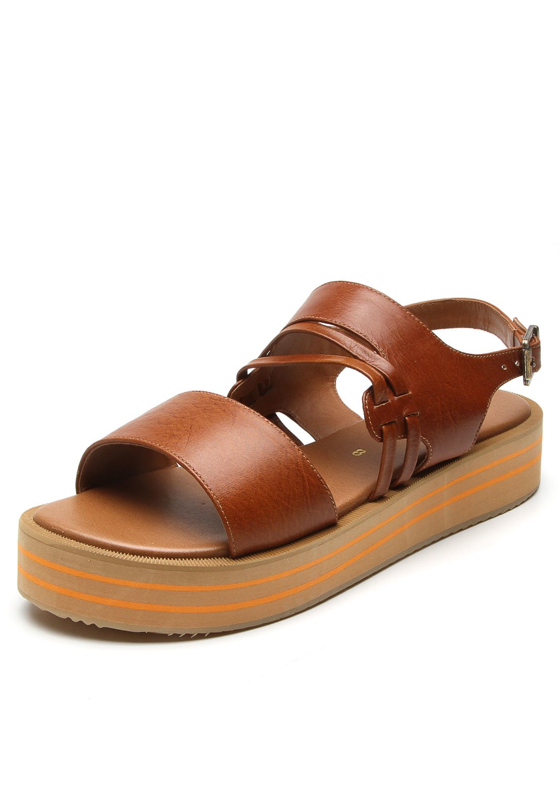 sandalia flatform couro