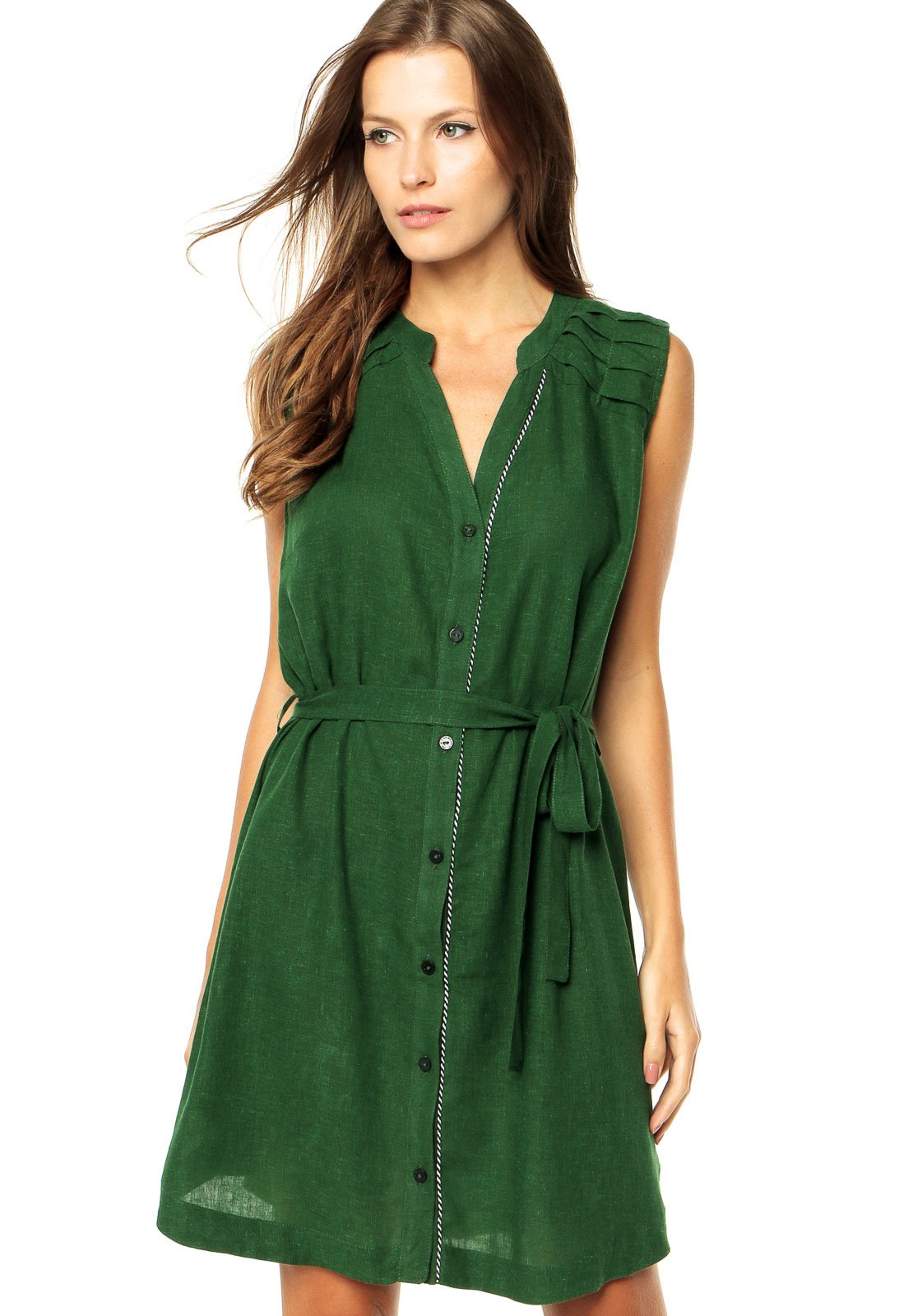 vestido de linho verde