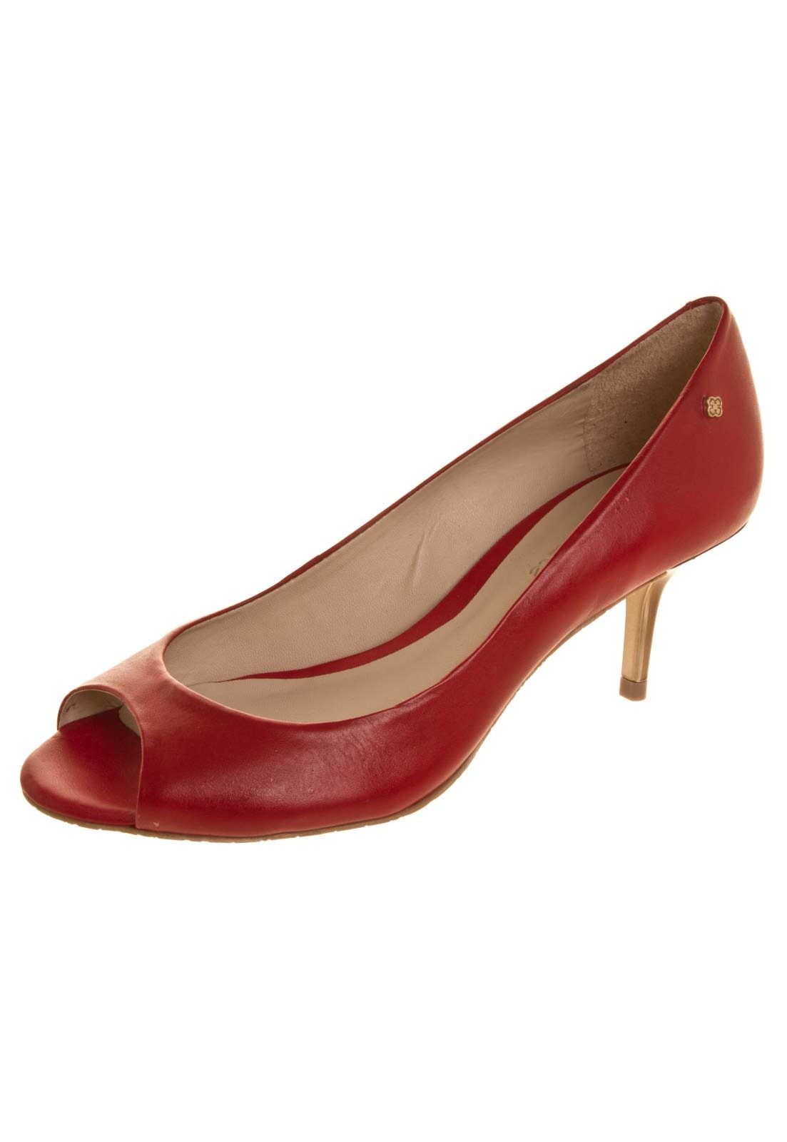 peep toe vermelho salto baixo