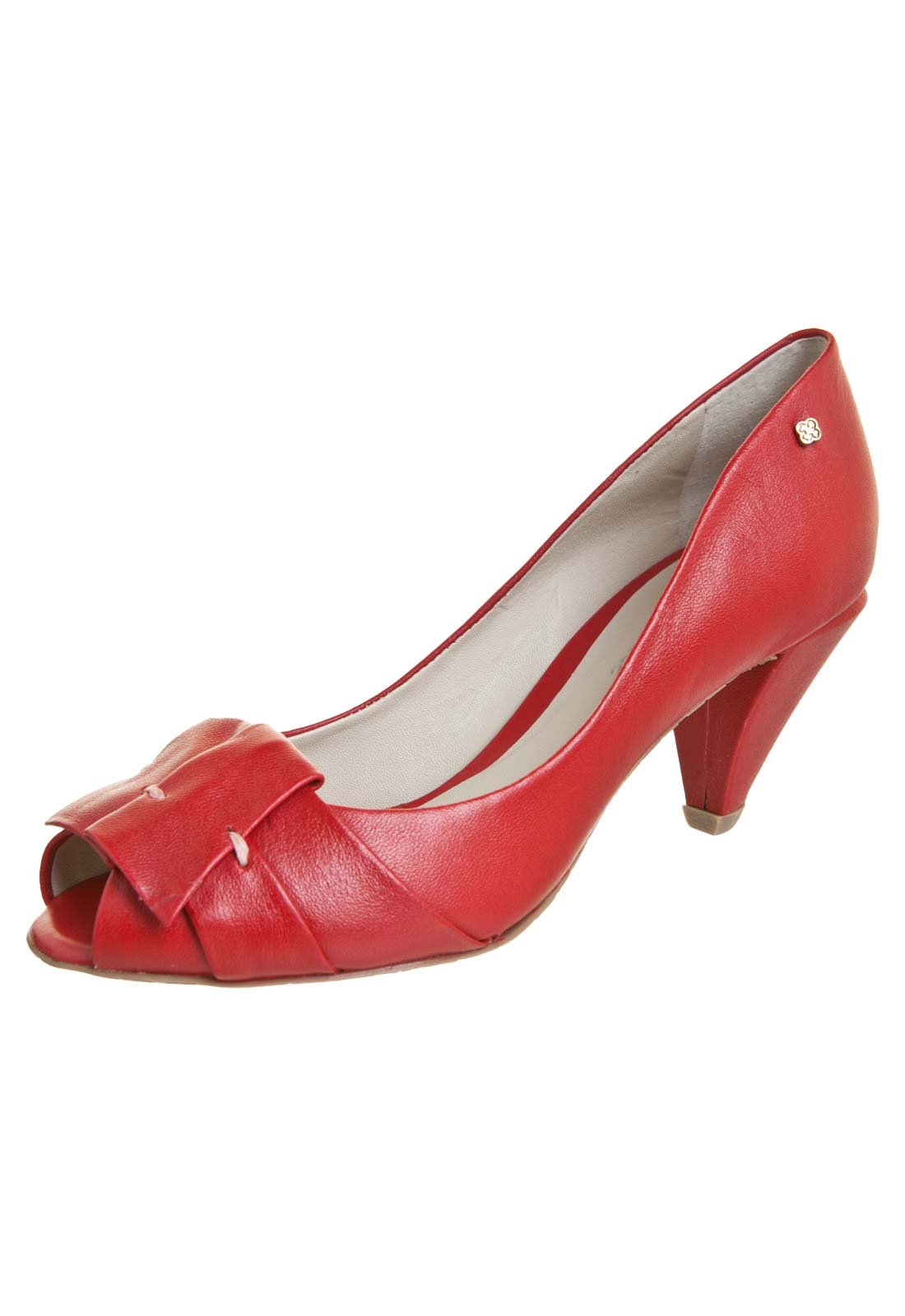 Peep toe vermelho salto 2024 baixo