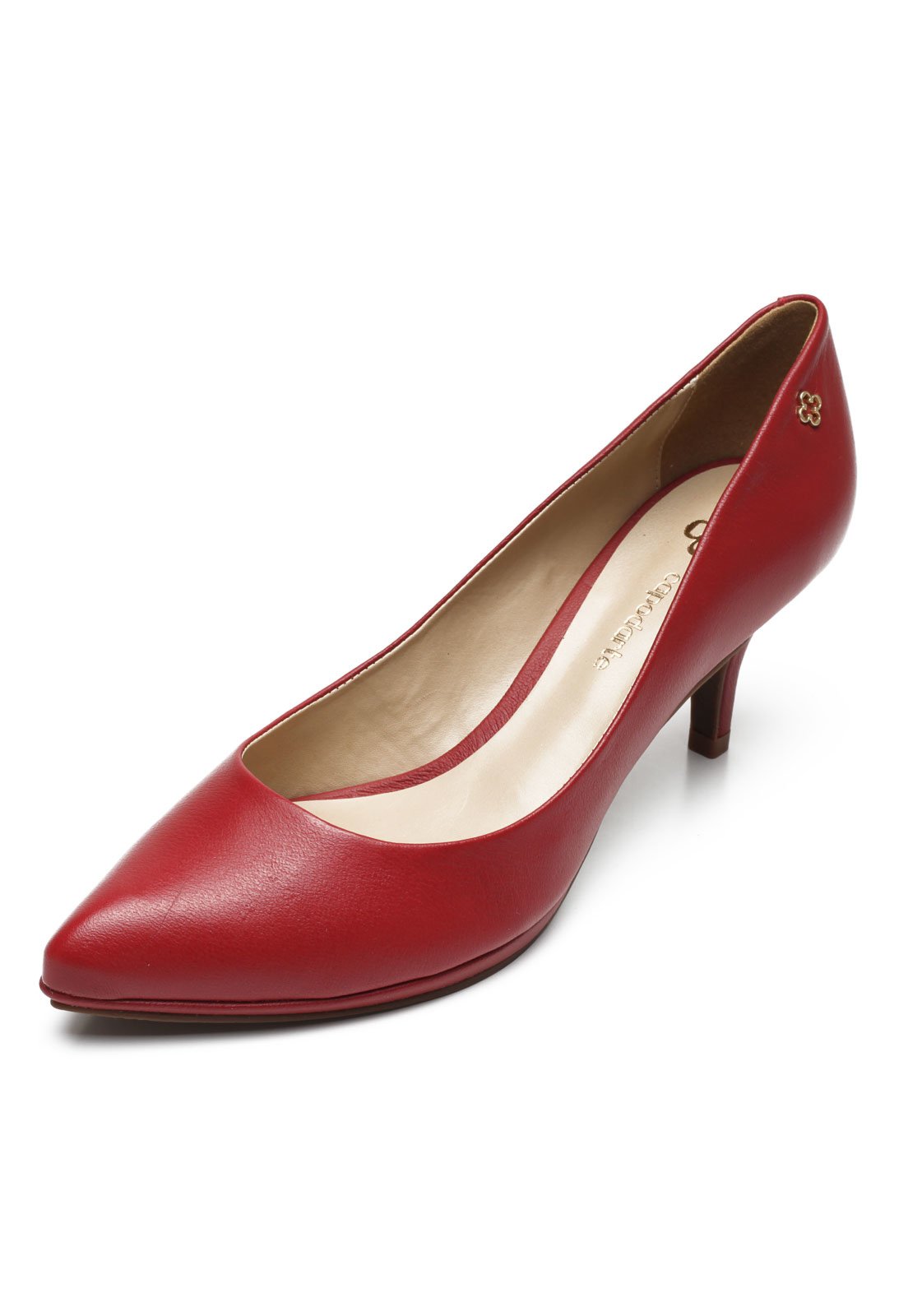 scarpin vermelho de couro