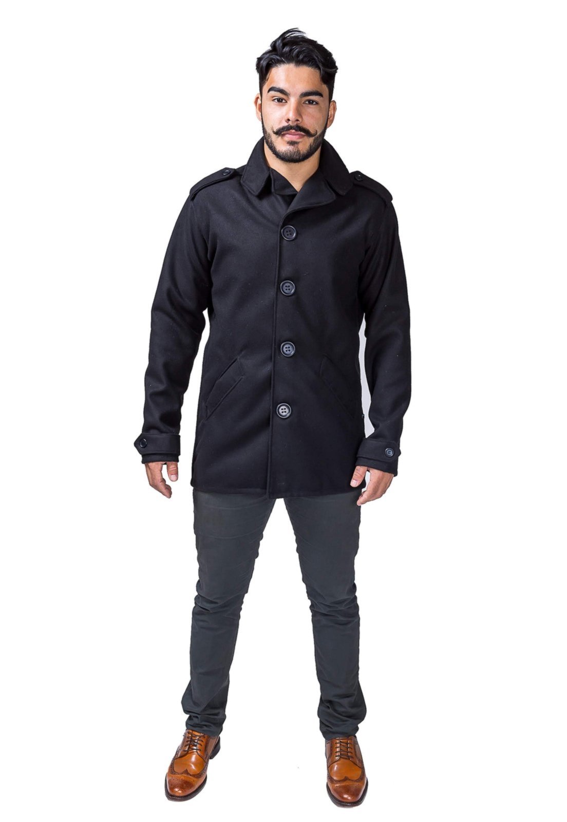 Casaco de best sale lã masculino preto