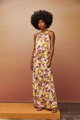 Vestido Linho Estampado Ritmi Studio Branco