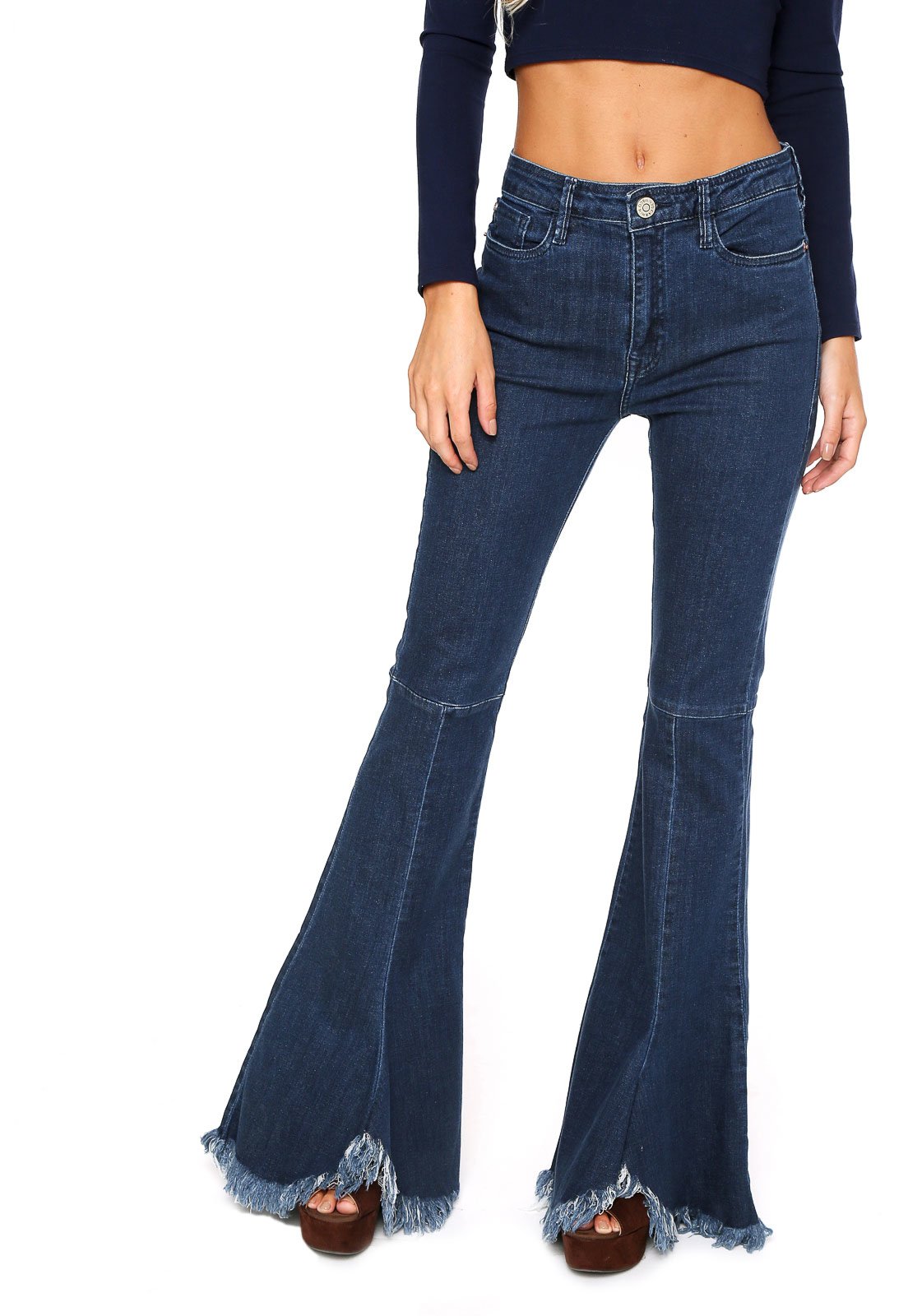 calça flare carmim