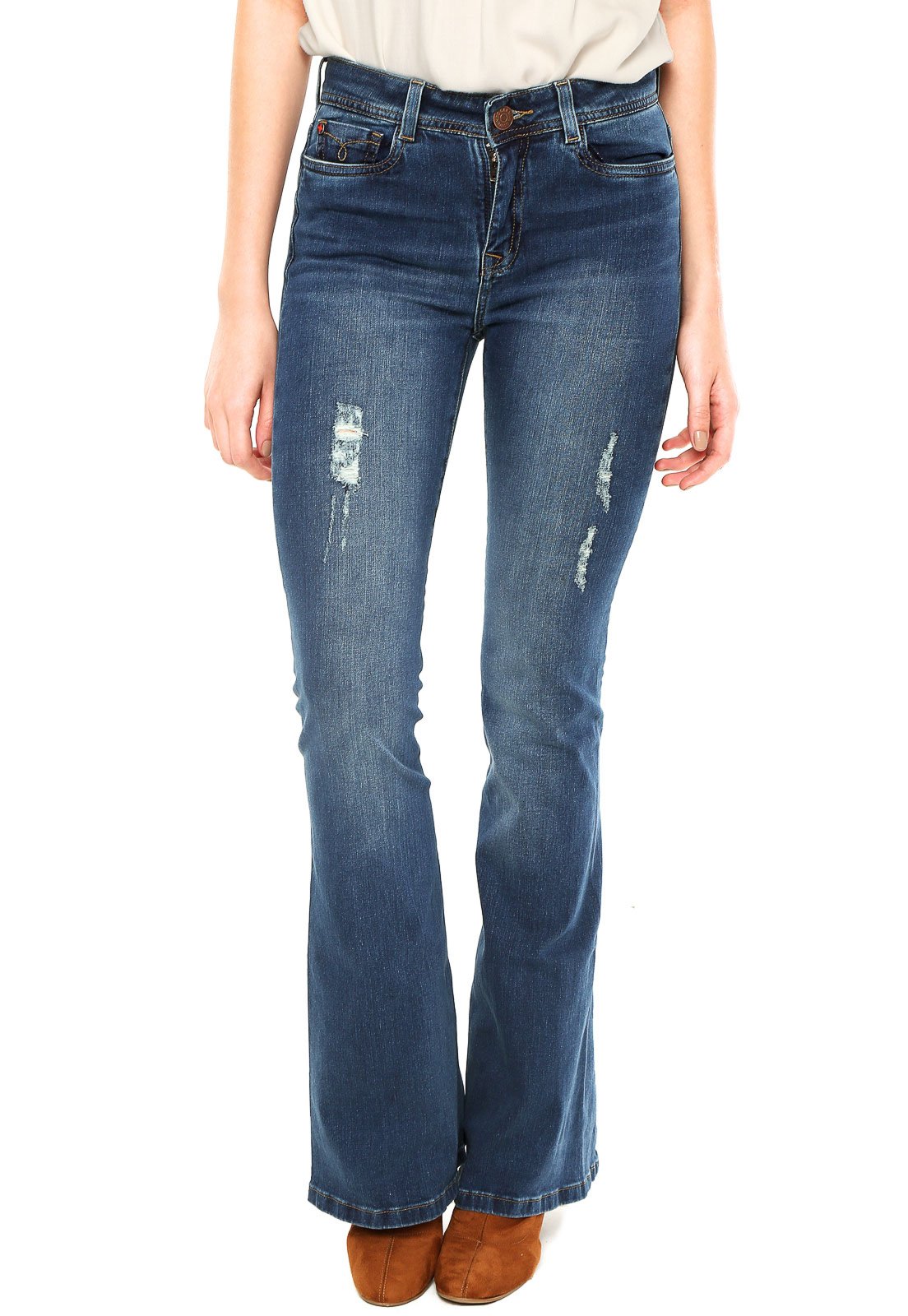 calça flare carmim