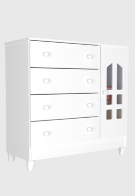 Dormitório Selena Guarda Roupa 4 Portas/Cômoda/Berço Mini cama Mirelle Branco Carolina Baby Menor preço em Dormitório Selena Guarda Roupa 4 Portas/Cômoda/Berço Mini cama Mirelle Branco Carolina Baby