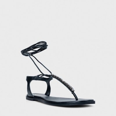 Rasteira Flat Simple Cristal Carrano 777018  Preto