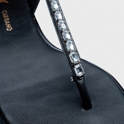 Rasteira Flat Simple Cristal Carrano 777018  Preto
