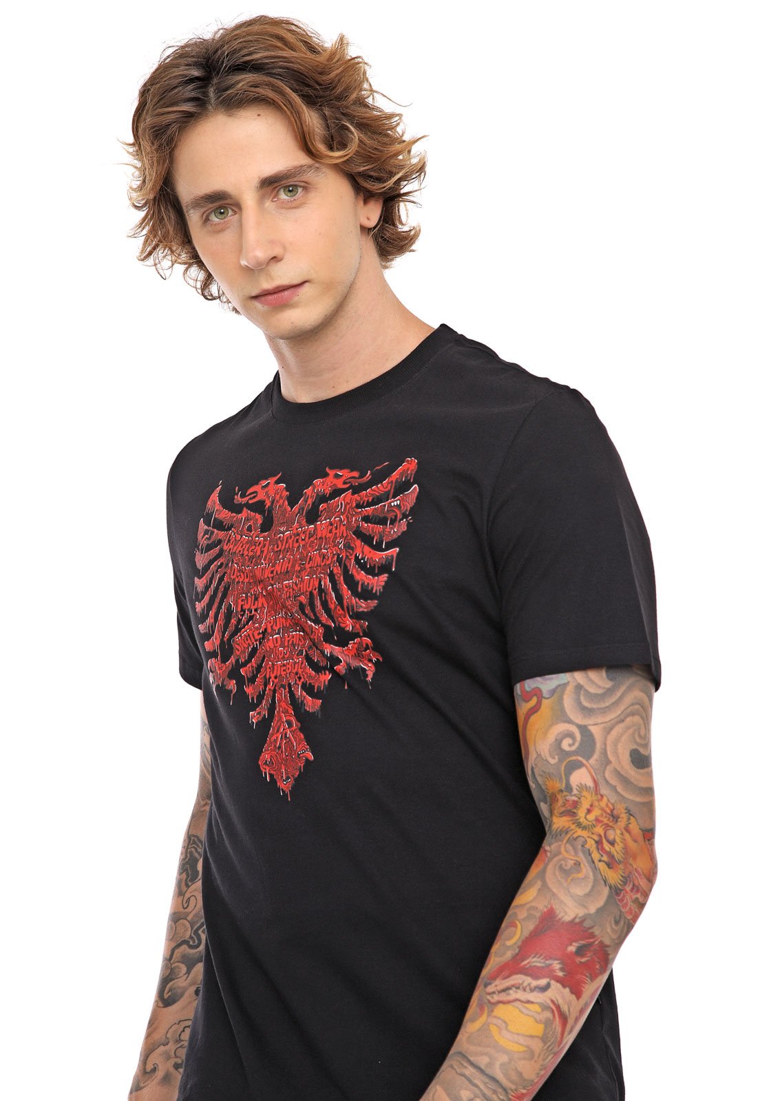 Camiseta Cavalera Estampada Águia Masculina - Preto