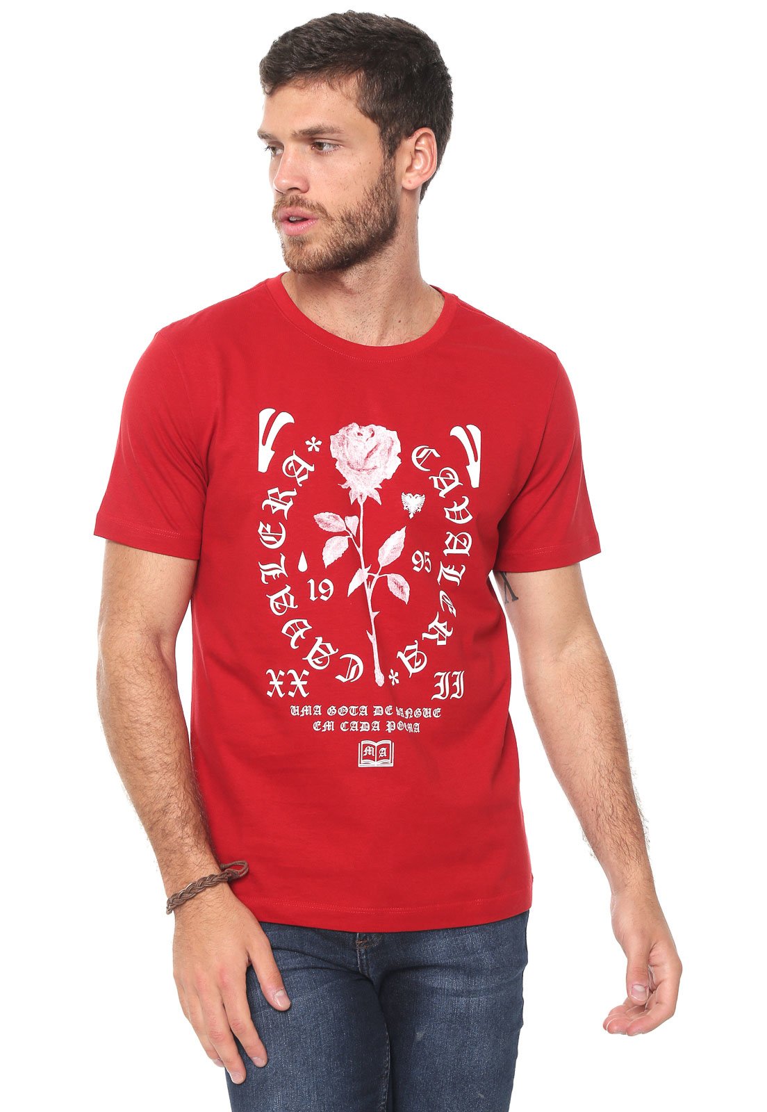 Camiseta Cavalera Estampada Vermelha - Compre Agora