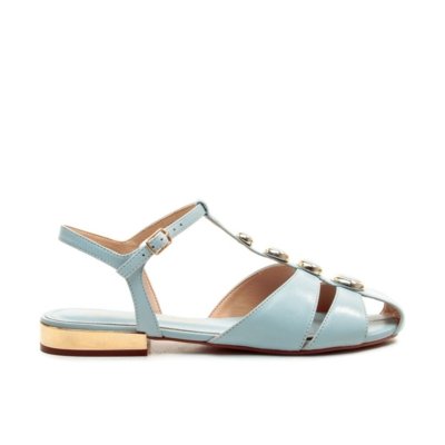 Rasteira Couro Azul Cecconello 3047001-4