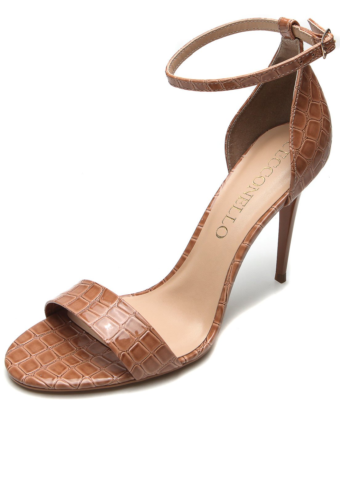 Sandália DAFITI SHOES Croco Caramelo - Compre Agora