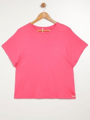 Blusa Manga Curta Plus Size Feminina ROSA
