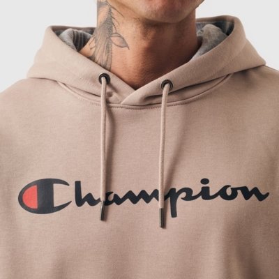 Moletom Canguru Champion Athletic Powerblend Script Logo Ink - DARK KHAKI