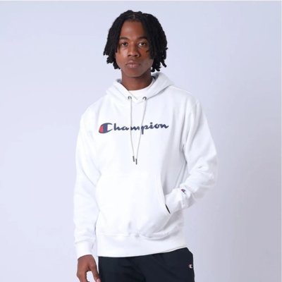 Moletom Canguru Champion Athletic Powerblend Script Logo Ink - OFF WHITE