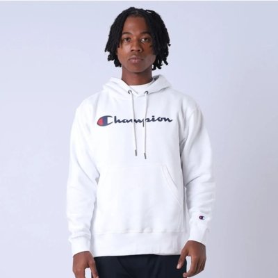 Moletom Canguru Champion Athletic Powerblend Script Logo Ink - OFF WHITE