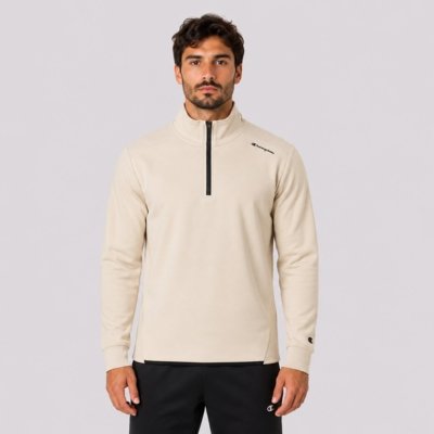 Moletom Champion Quarter Zip Mini Script Logo Bege