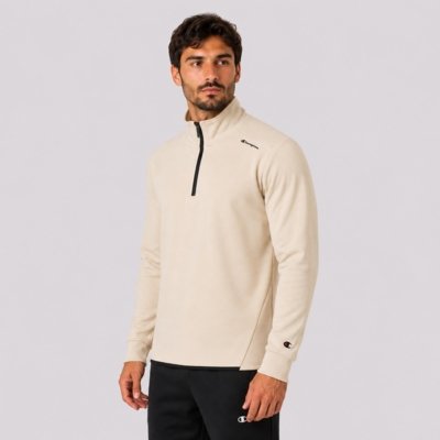 Moletom Champion Quarter Zip Mini Script Logo Bege