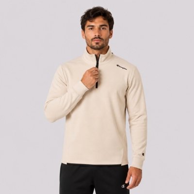 Moletom Champion Quarter Zip Mini Script Logo Bege
