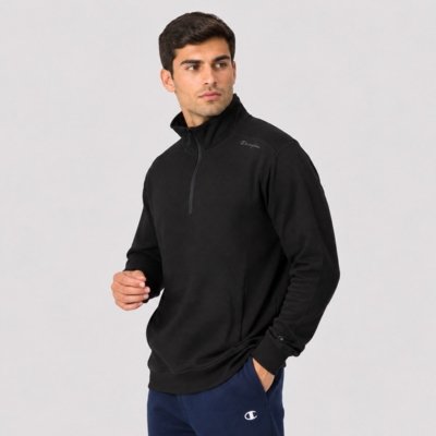 Moletom Champion Quarter Zip Mini Script Logo Preta