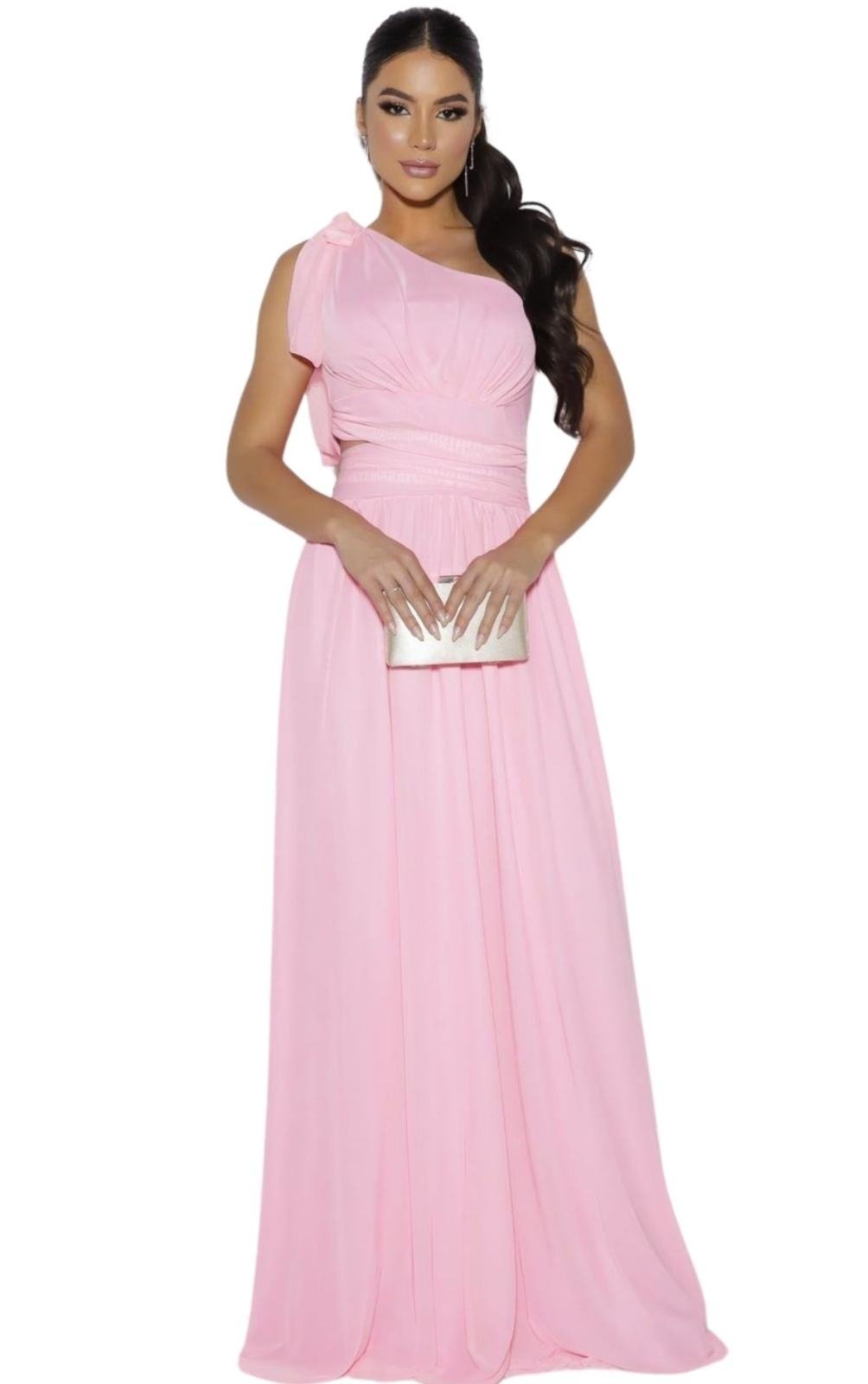 Vestido longo rosa store bb